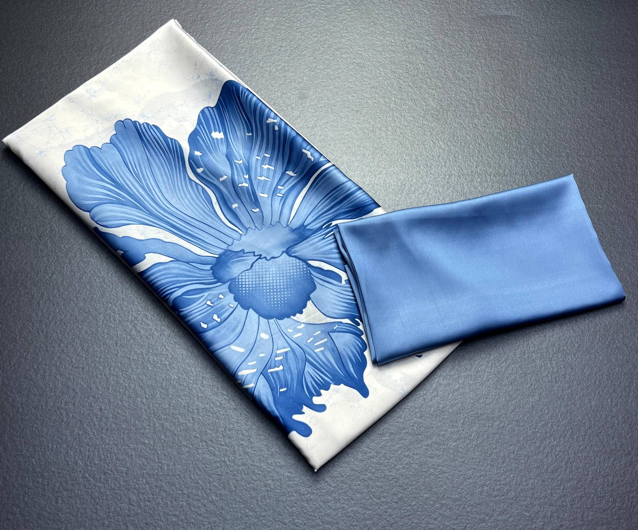 Blue Original Japan Satin Digital Floral Saree